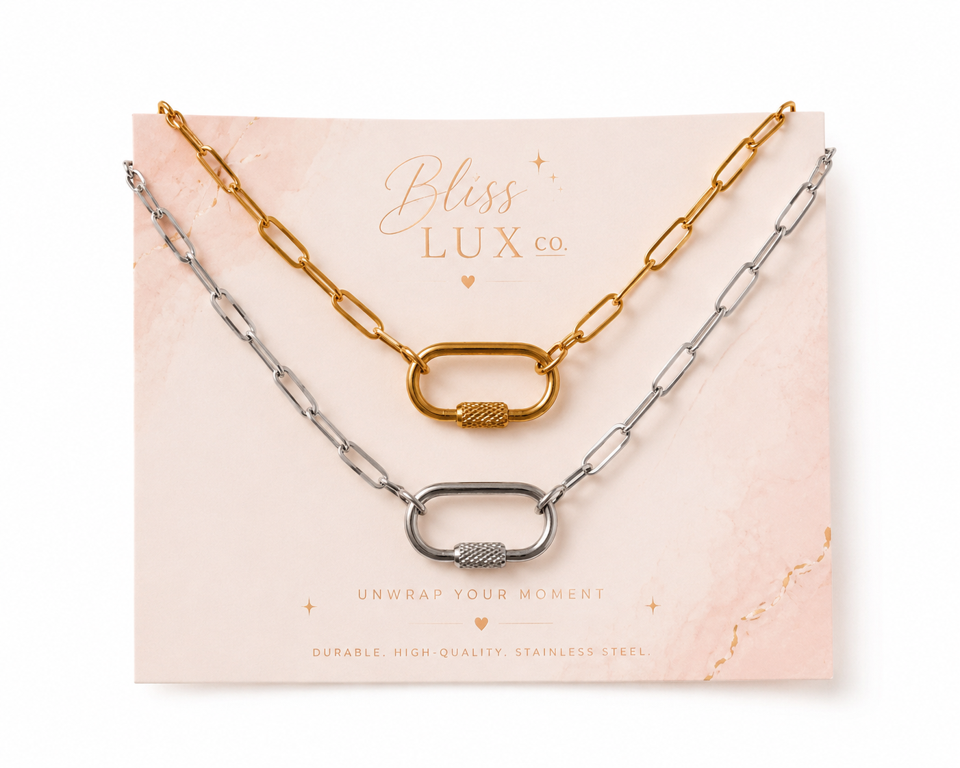 BlissLUX Link Collection Carabiner Necklace