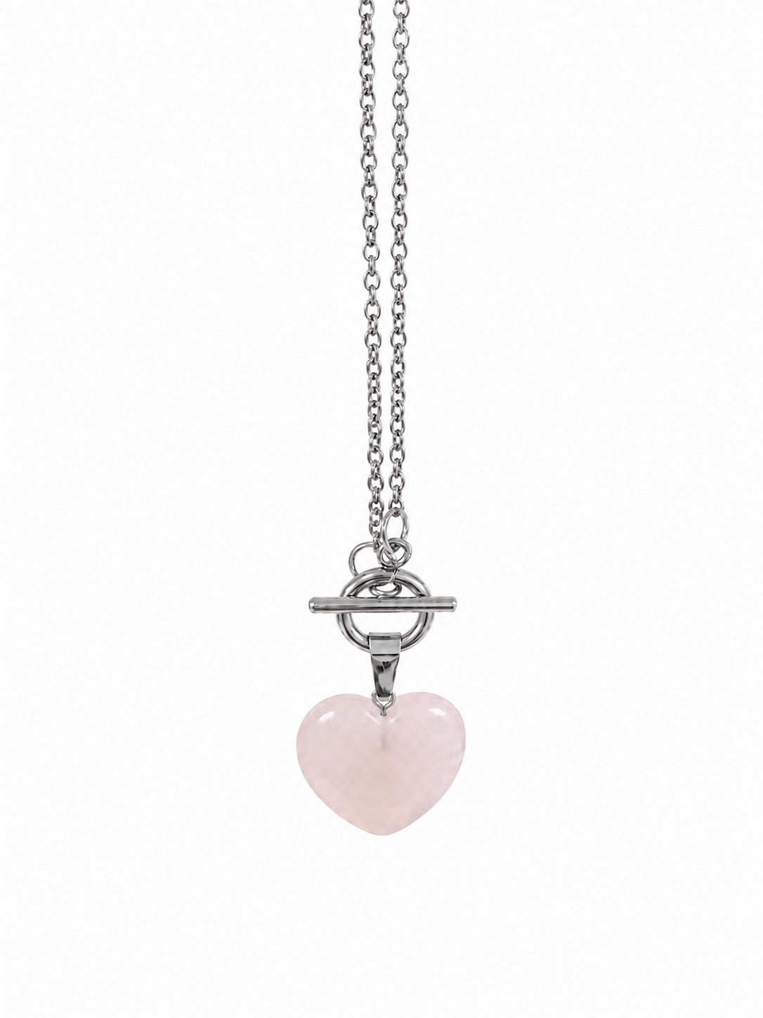 BlissLUX Rose Quartz Heart Necklace