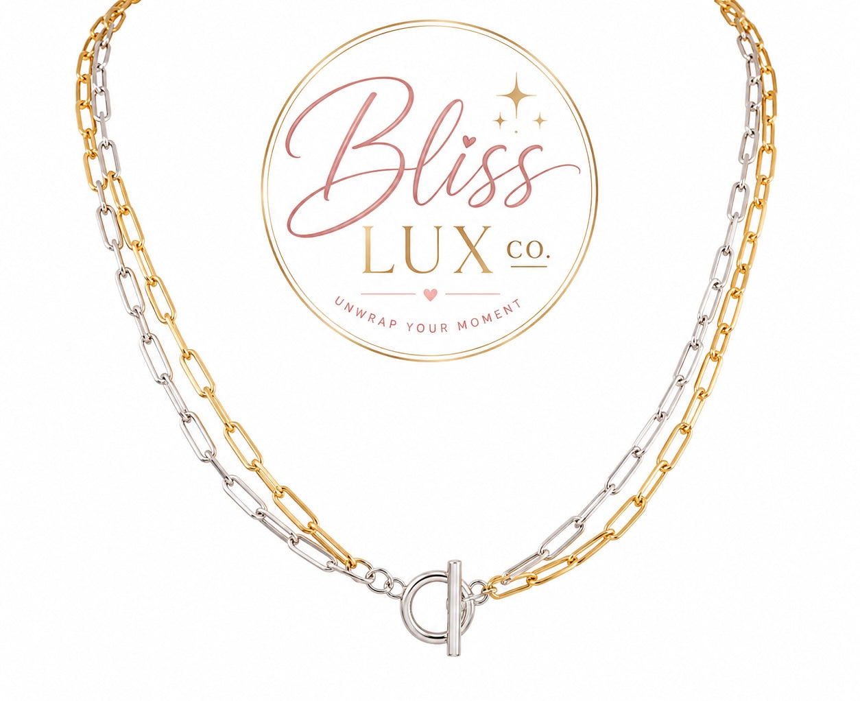 BlissLUX Link Collection Mixed Metal Necklace