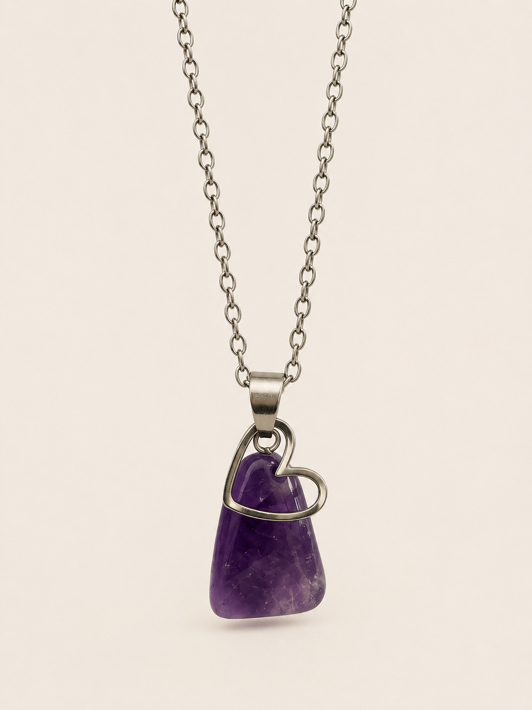 BlissLUX Amethyst Floating Heart Necklace