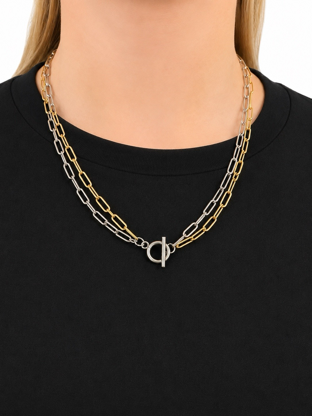BlissLUX Link Collection Mixed Metal Necklace