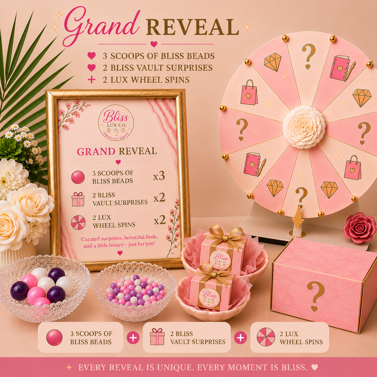 BlissLUX Reveal Mystery Boxes (Bundled Bliss Beads, Bliss Vault & LUX Wheel Packages)